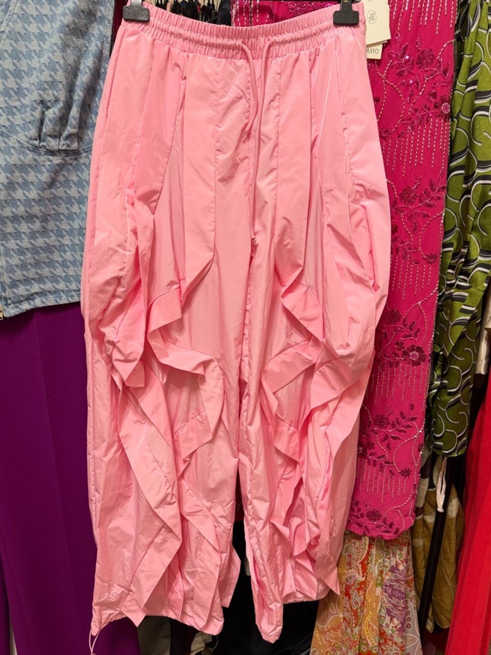 Pink Ruffle Wide-Leg Pants - Picture 2 of 3